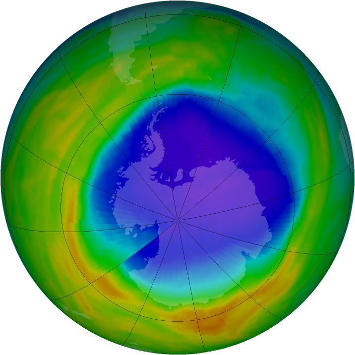 Antarctic ozone map for 13 October 1992